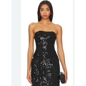 REVOLVE Sparkling Black Strapless Mini Dress